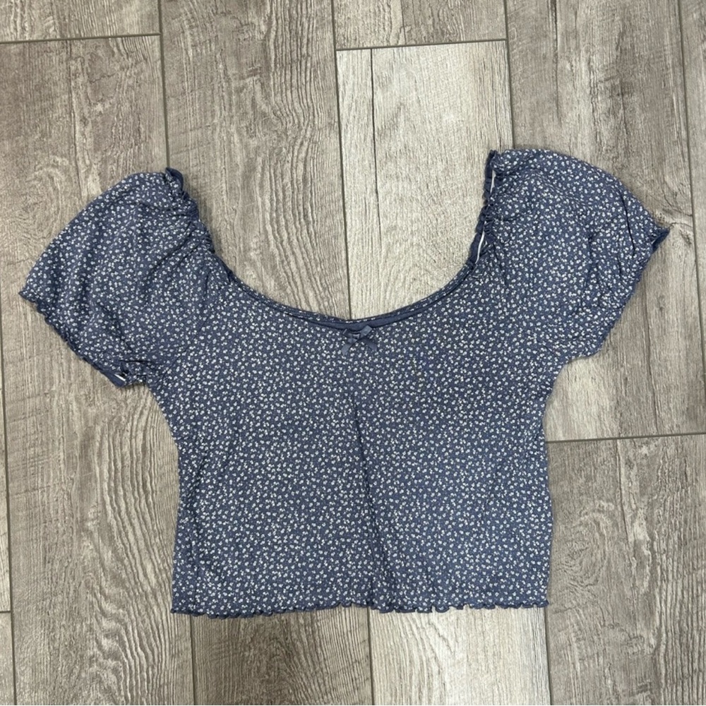 American Eagle Outfitters Blue Floral Crop Top